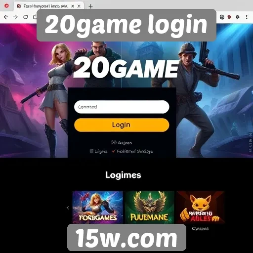 Interface do usuário do 20game login em foco